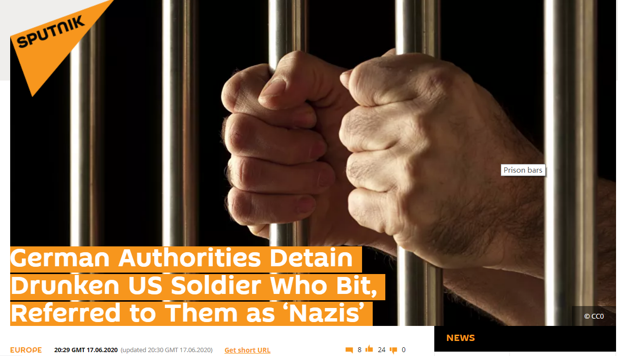 美军士兵大闹德警察，被捆绑双腿强行拖走：美