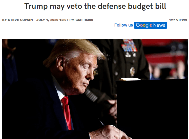 特朗普：你们若敢这么做，明年7400亿的美军军费