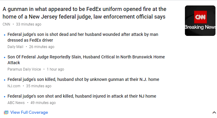 突发！美国联邦法官遭刺杀，与敏感大案有关