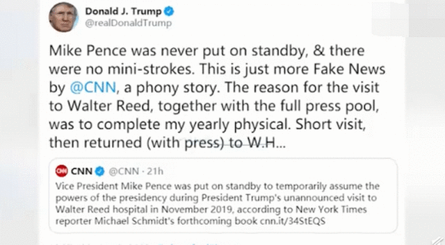 特朗普否认自己曾中风：假新闻！在我身上从未