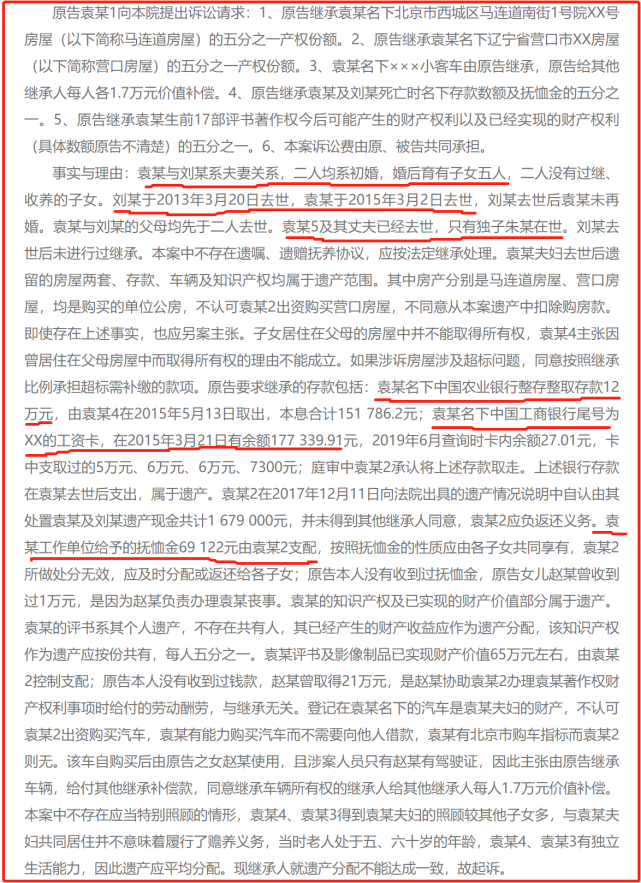 评书大师袁阔成去世后，5个女儿疑为遗产分配闹