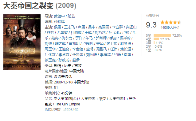 来了！《大秦赋》评分接近破9，这是2020国剧最后